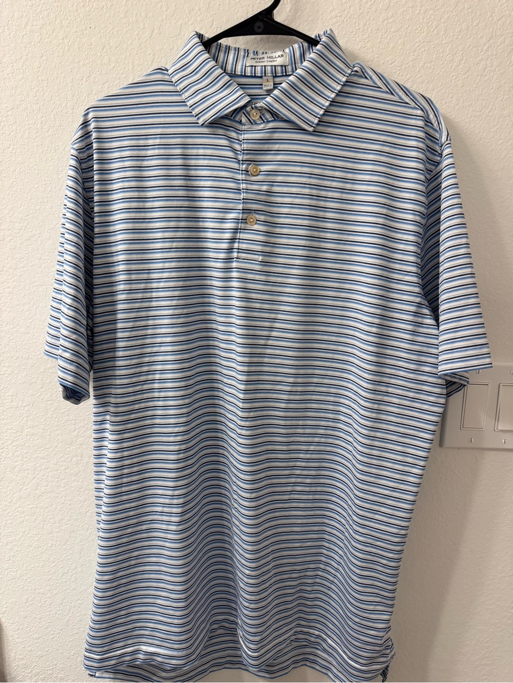 Peter Millar Blue Striped Polo Shirt - Short Sleeve